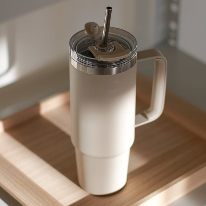 AYA&IDA Thermo Cup with Straw - Driftwood (885 ml)